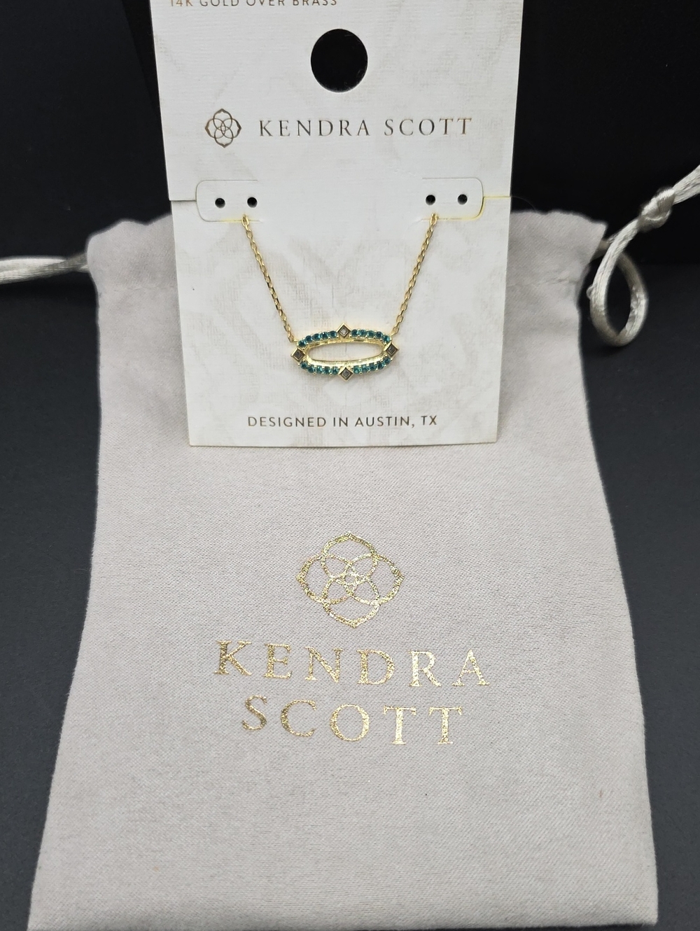 NWT Kendra Scott Gold Necklace with Teal Stones